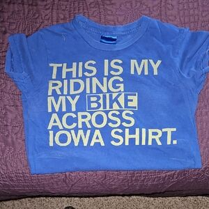 Blue Graphic Short-Sleeve Tee with Cream Text